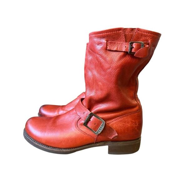 Frye Shoes - Vintage Frye Veronica Short Moto Engineer Boot Red Leather Women size 9.5